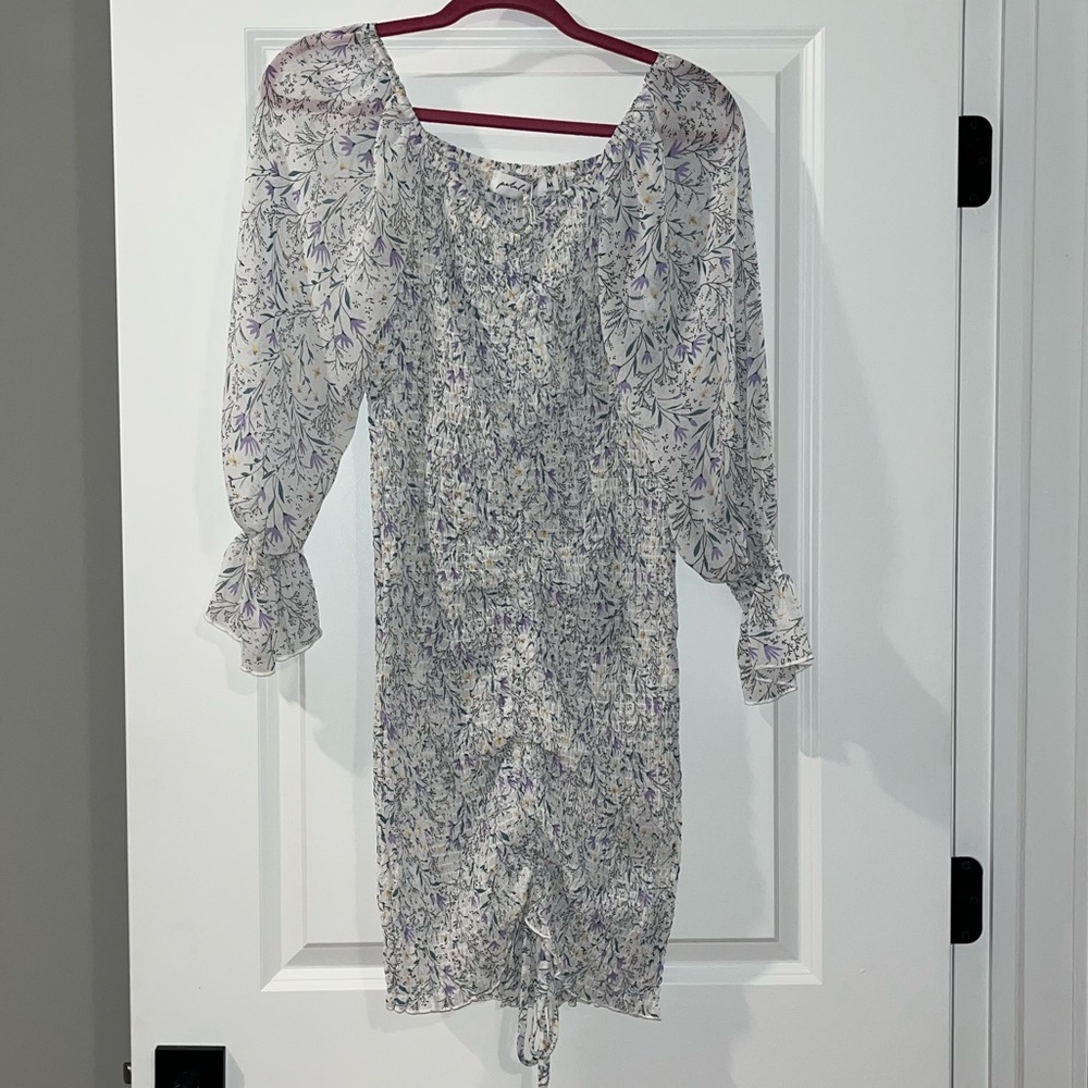White floral off the shoulder dress